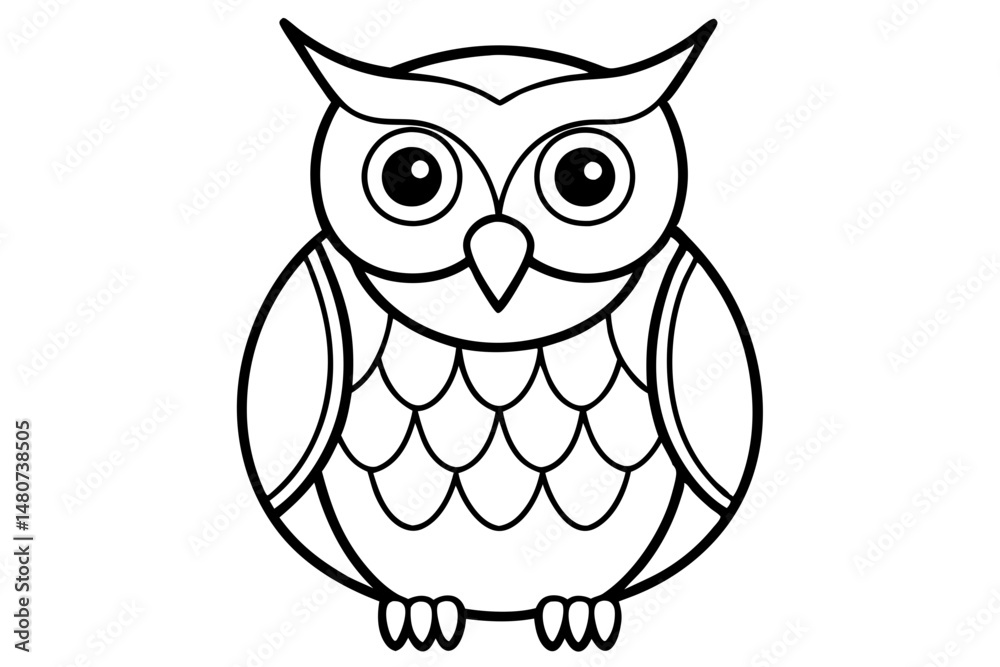 Fototapeta premium owl silhouette line art vector illustration with a white background