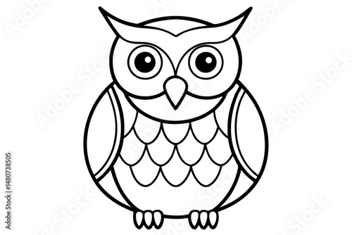 owl silhouette line art vector illustration with a white background