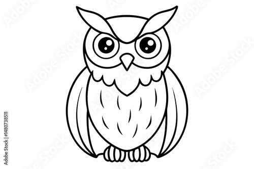 owl silhouette line art vector illustration with a white background