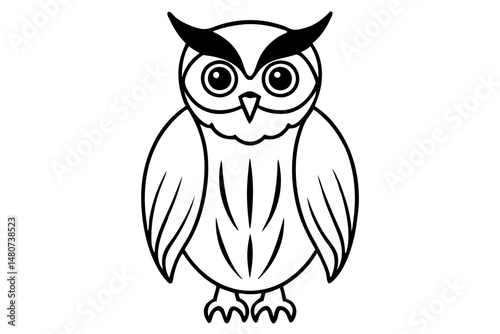 owl silhouette line art vector illustration with a white background