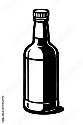 Classic Beer Bottle Silhouette - Black and White Vector Illustration for Beverages or Brewery Concepts
