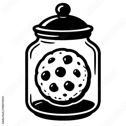 Vintage Style Illustration of a Cookie Jar - Perfect for Bakery, Treat, or Sweet Snack Concepts