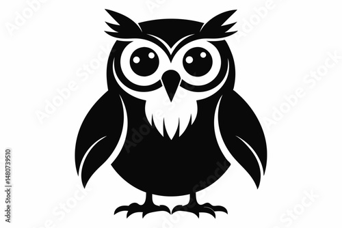 owl silhouette line art vector illustration with a white background