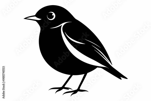 robin silhouette line art vector illustration with a white background