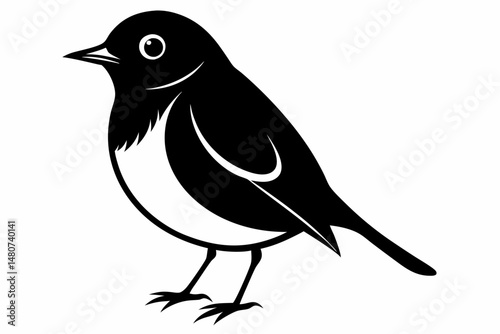 robin silhouette line art vector illustration with a white background