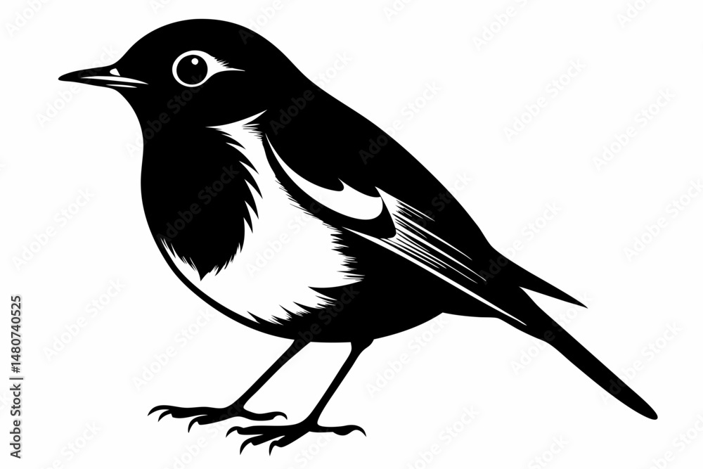 Fototapeta premium starling silhouette line art vector illustration with a white background