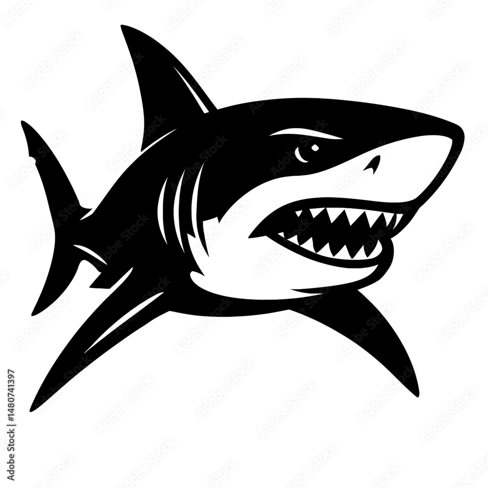 Simple White Shark Clipart