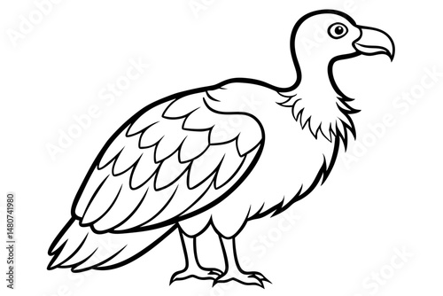 vulture silhouette line art vector illustration with a white background