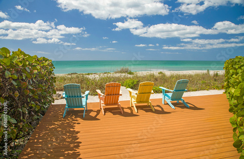 Chairs On Deck Facing the Gulf of Mexico
