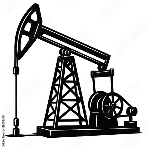 Energy Extraction: A Stylized Illustration Of An Oil Pump Jack, Symbolizing Fossil Fuel Production, Industrial Machinery, Or The Petroleum Industry