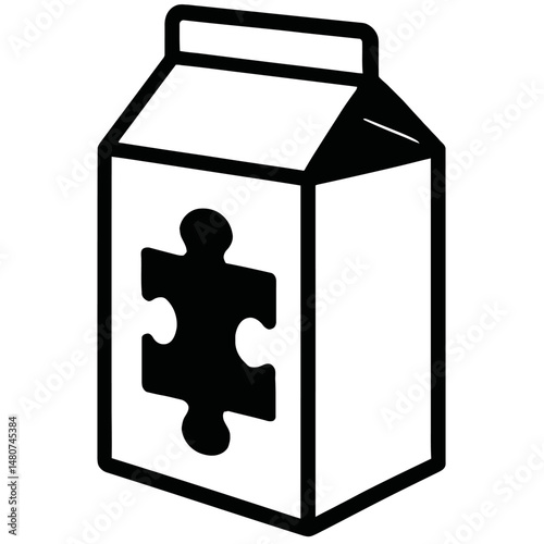 Essential Piece: A Stylized Illustration Of A Milk Carton Featuring A Puzzle Piece, Symbolizing Nutrition, Solution, Wholeness, Or Dietary Integration