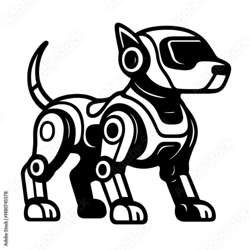 Future Friend: A Stylized Illustration Of A Robot Puppy, Symbolizing Advanced Technology, AI Companionship, Or Modern Pet Innovation