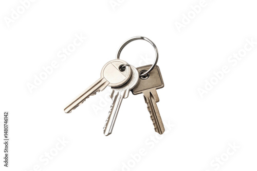 PNG Three metal keys on ring against black background