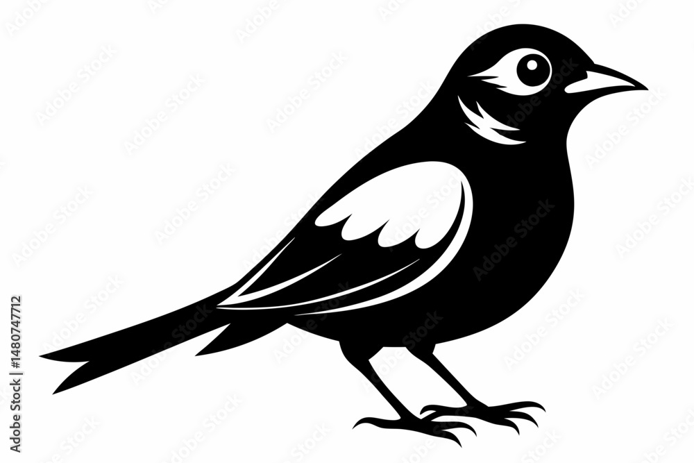 Fototapeta premium nightingale silhouette line art vector illustration with a white background