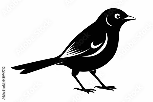 nightingale silhouette line art vector illustration with a white background