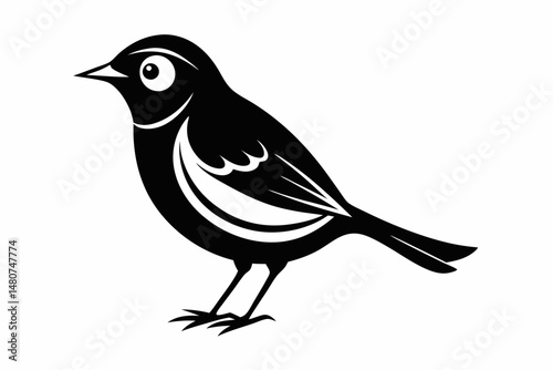 nightingale silhouette line art vector illustration with a white background