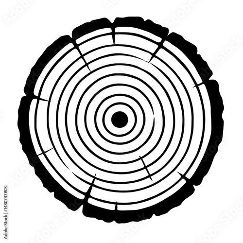 Circles of Time: An Illustration Featuring Tree Rings, Representing Growth, Age, History, Nature's Patterns, Or The Story Recorded Within The Wood Over The Years As The Tree Grows