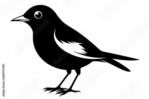 nightingale silhouette line art vector illustration with a white background