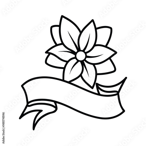 ribbon flower classic line art vector  vector illustration of a christmas bell