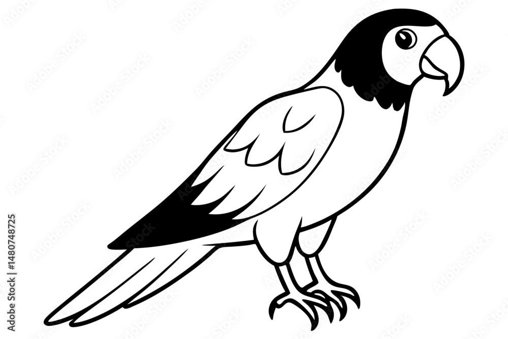 Fototapeta premium parrot silhouette line art vector illustration with a white background