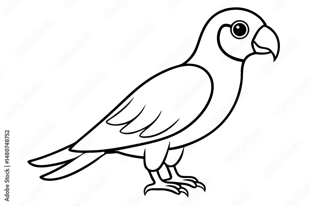 Fototapeta premium parrot silhouette line art vector illustration with a white background