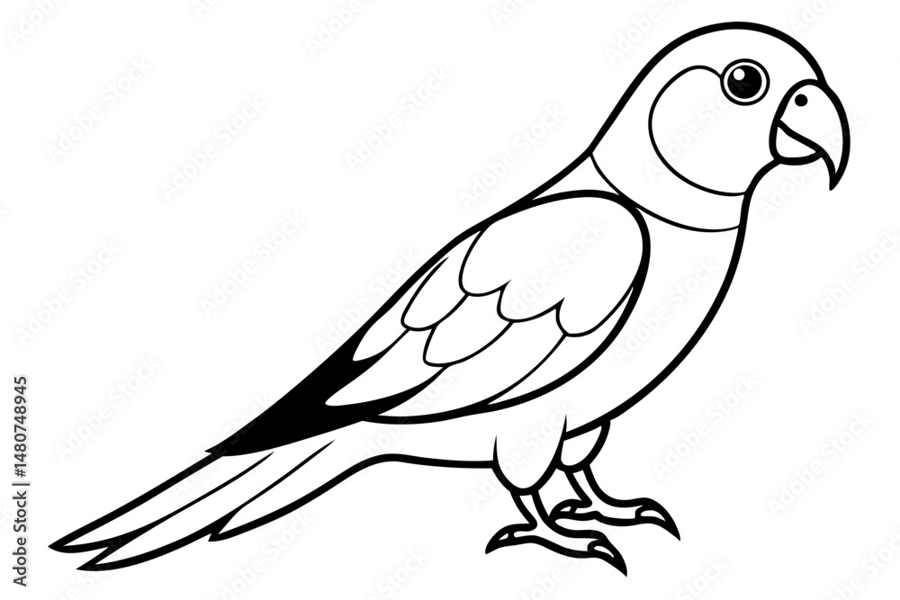 Fototapeta premium parrot silhouette line art vector illustration with a white background