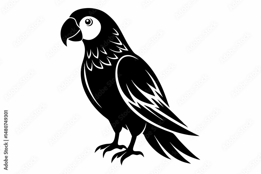 Obraz premium parrot silhouette line art vector illustration with a white background