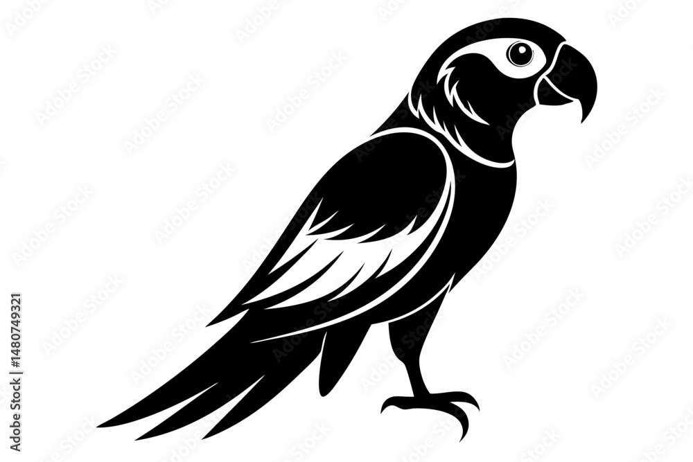 parrot silhouette line art vector illustration with a white background parrot silhouette line art vector illustration with a white background