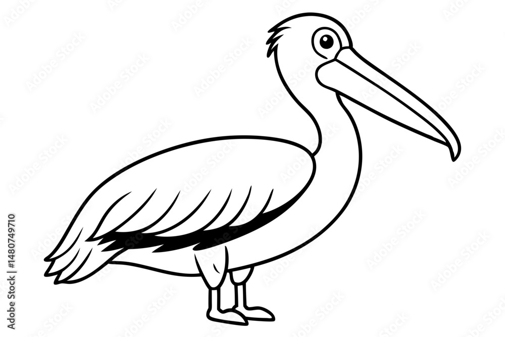 Fototapeta premium pelican silhouette line art vector illustration with a white background