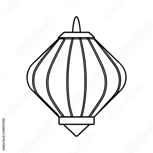 paper lantern line art vector 