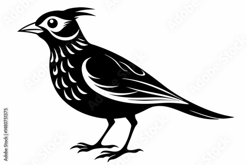 skylark silhouette line art vector illustration with a white background