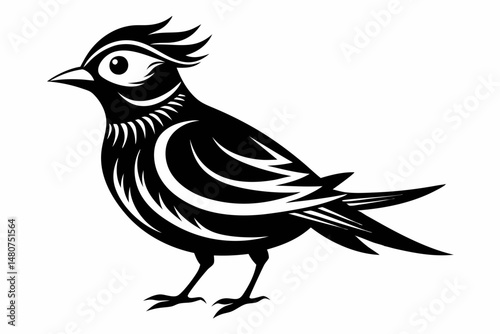 skylark silhouette line art vector illustration with a white background