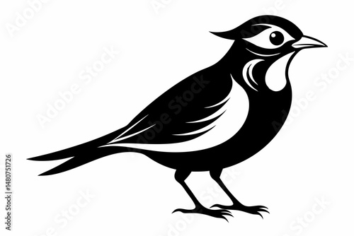 skylark silhouette line art vector illustration with a white background