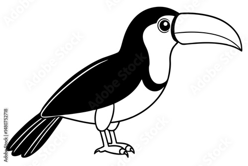 toucan silhouette line art vector illustration with a white background