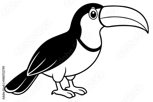 toucan silhouette line art vector illustration with a white background