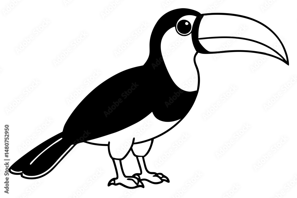 Obraz premium toucan silhouette line art vector illustration with a white background