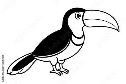 toucan silhouette line art vector illustration with a white background