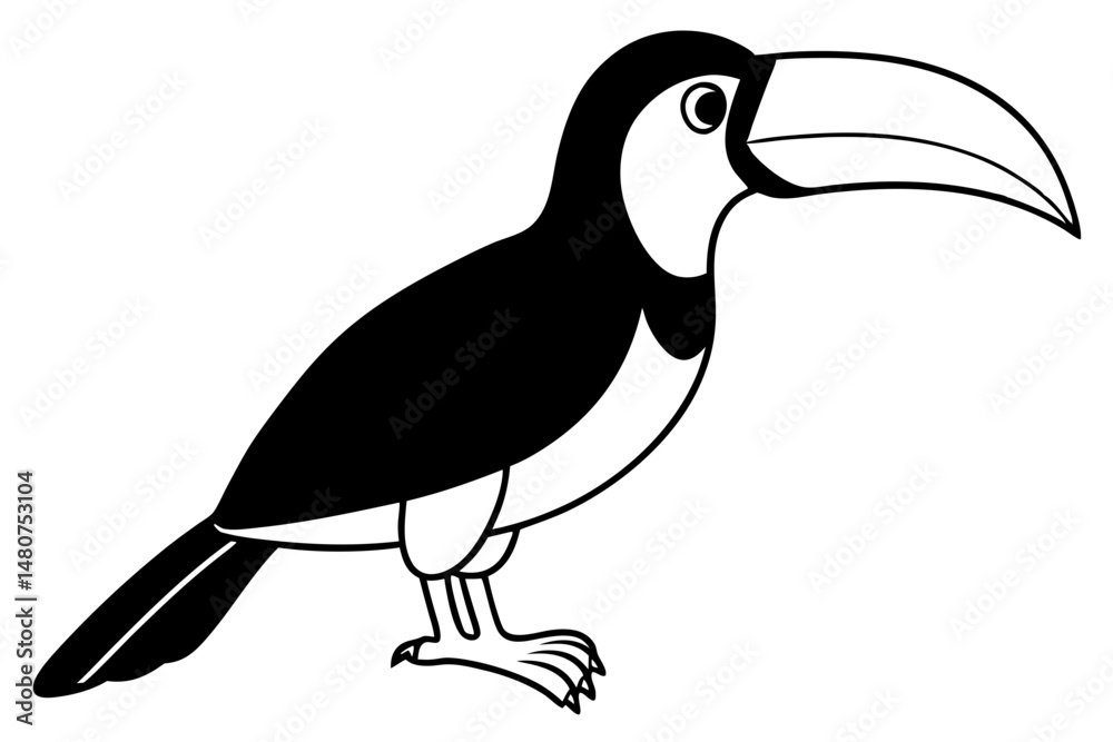 Obraz premium toucan silhouette line art vector illustration with a white background
