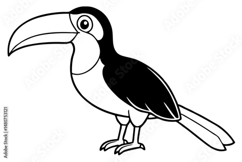 toucan silhouette line art vector illustration with a white background