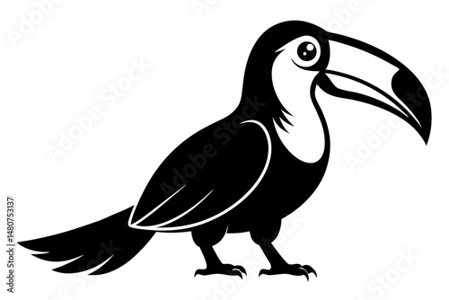 toucan silhouette line art vector illustration with a white background