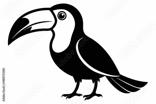 toucan silhouette line art vector illustration with a white background