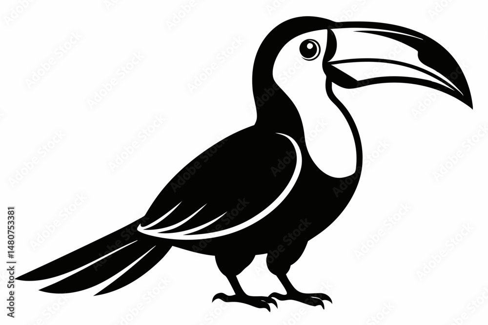 Fototapeta premium toucan silhouette line art vector illustration with a white background