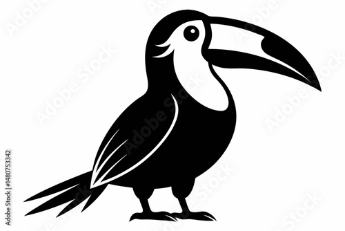 toucan silhouette line art vector illustration with a white background