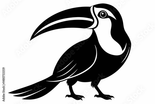 toucan silhouette line art vector illustration with a white background