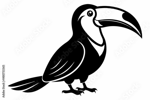 toucan silhouette line art vector illustration with a white background