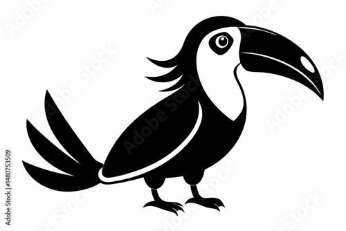toucan silhouette line art vector illustration with a white background