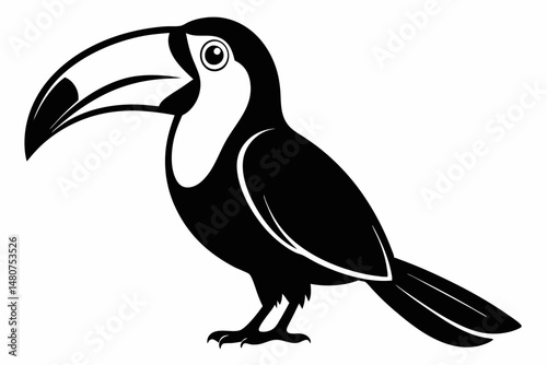 toucan silhouette line art vector illustration with a white background