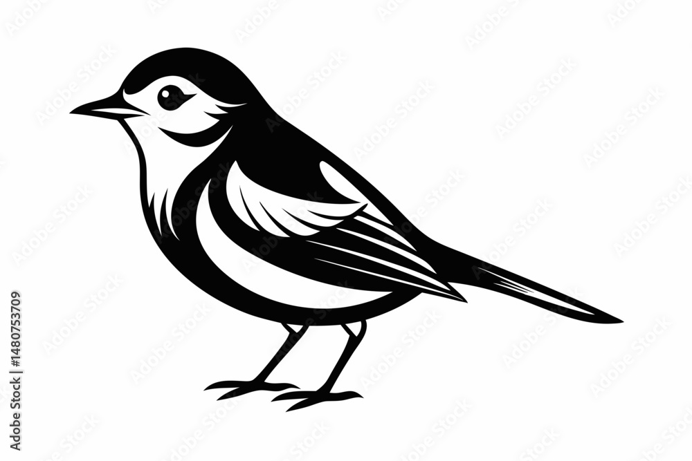 Obraz premium warbler silhouette line art vector illustration with a white background
