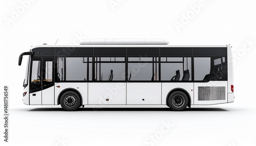 Blank White City Bus Side View Mockup