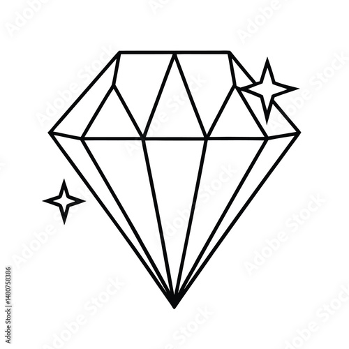 sparkling jewel outline line art vector